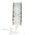 Floristik24 Satinband Julband snöflinga vit 25mm 5m