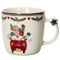 Floristik24 Keramisk mugg med julmotiv, bil och presenter, 9 cm