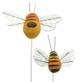 Floristik24 Deco bi, vårdekoration, bee on wire orange, gul B5/6,5cm 12st