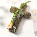 Floristik24 Blommig skumkors liten grön 42cm 4st begravningsblommor