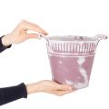 Plåthink, lila och vitkalkad, Ø19cm H17cm, 1 st. | Floristik24.se