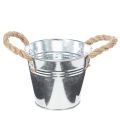 Floristik24 Glansig metallhink med rephandtag, Ø12 cm