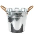 Floristik24 Glansig metallhink med rephandtag, Ø22 cm