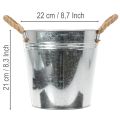 Glansig metallhink med rephandtag, Ø22 cm | Floristik24.se