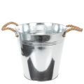 Floristik24 Glansig metallhink med rephandtag, Ø25 cm