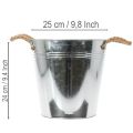 Glansig metallhink med rephandtag, Ø25 cm | Floristik24.se