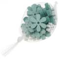 Floristik24 Scatter deco blommar grönt, mynta, vita träblommor för att sprida 29st