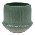 Floristik24 Blomkruka i keramik med spår ljusgrön Ø14,5cm H12,5cm