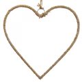 Boho stil, hjärtmetallring dekorativ ring juteband B33cm 3st