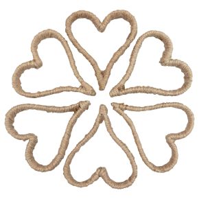 Floristik24 Boho stil hjärtmetallring dekorativ ring juteband 11cm 6st