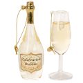 Set med hängen i form av champagneflaska och champagneglas, julgransdekoration, 14 cm, 2 delar | Floristik24.se