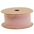 Floristik24 Chiffongband rosa tygband med fransar 40mm 15m
