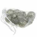 Floristik24 Miniträddekorationer höstfrukter och bollar pärlemor, antik silver äkta glas 3,4–4,4cm 10st