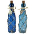 Floristik24 Glasflaska maritima blå flaskor med LED H28cm 2st