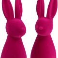 Floristik24 Deco Bunny Deco Easter Bunny Flockad Rosa H29,5cm 2st