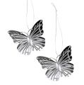Floristik24 Dekorativa fjärilar för att hänga silver 5 cm 36 st