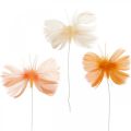 Floristik24 Fjärilar i orange nyanser, vårdekor Fjäderfjärilar på tråd 6st
