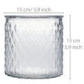 Floristik24 Dekorglas, lykta med diamantmönster, glaskärl Ø15cm H15cm