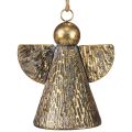 Dekorativ klocka Julängel, julklockdekoration gyllene antik look 21cm