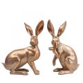 Deco kanin guld sittande par påskharar H30,5cm 2st