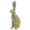Floristik24 Dekorativ kanin Sittande Grå Guld Vintage Påsk 20,5x11x37cm