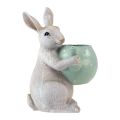 Floristik24 Dekorativ kanin med tekanna dekorativ figurbordsdekoration påsk H22,5cm