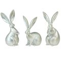 Floristik24 Dekorativa kaniner silver dekorativa figurer påsk 17,5x20,5cm 3st