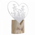 Floristik24 Dekorativt hjärta standee metall trä vit vårdekor H31cm