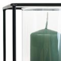 Dekorativ ljusstake svart metalllykta glas 12×12×13cm