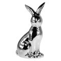 Floristik24 Dekorativ påskhare Keramik Dekorativ kanin Sittande Silver H23cm