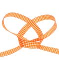 Floristik24 Dekorativt band rutigt i orange 1,5 cm 20 m