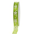 Floristik24 Dekorativt bandgrönt med blommotiv 15mm 20m