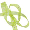 Floristik24 Dekorativt bandgrönt med blommotiv 15mm 20m