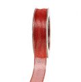 Floristik24 Dekorativ tejp med lurexband röd 25mm 20m