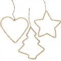 Floristik24 Deco hängare jul träpärlor hjärta stjärnträd H20cm 3st