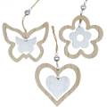 Floristik24 Dekorationshängare hjärta blomma fjäril natur, silverved dekoration 6st