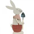 Floristik24 Dekorativ kanin med spade, kaninpojke, påskdekoration, träkanin, påskkanin