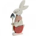 Floristik24 Dekorativ kanin med spade, kaninpojke, påskdekoration, träkanin, påskkanin