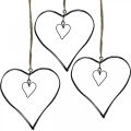 Floristik24 Dekorativt hjärta för upphängning av metallhjärta svart 10,5cm 6st