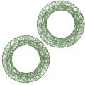 Floristik24 Grön dekorativ krans av trådnät för gör-det-själv-projekt, 19 cm, 2 stycken