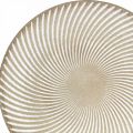 Floristik24 Dekorativ tallrik rund vit brun räfflor bordsdekoration Ø35cm H3cm