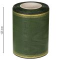 Elegant mörkgrönt moiréband med krans, 125 mm med guldfärgad pärlkant, sorgband, bröllopsdekoration, rosettband | Floristik24.se
