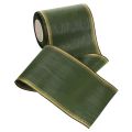 Elegant mörkgrönt moiréband med krans, 125 mm med guldfärgad pärlkant, sorgband, bröllopsdekoration, rosettband | Floristik24.se