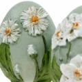 Floristik24 Påskägg med blomstermotiv prästkragar och påskliljor Blå, grönt gips blandat 2st