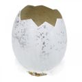 Floristik24 Dekorativt ägg, ägghalva för dekoration, påskdekoration Ø10,5cm H14,5cm vit, silver 3st