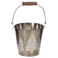Floristik24 Dekorativ hink med granar och trähandtag, 13 cm