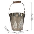 Dekorativ hink med granar och trähandtag, 13 cm | Floristik24.se