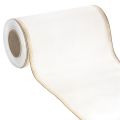 Floristik24 Elegant moiré-kransband, 200 mm vitt med guldpärlkant och speciell finish, 25 m - Perfekt för dekorationer och fester