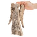 Ängelfigur av trä med björkbark, 30 cm | Floristik24.se