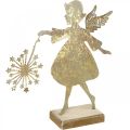 Floristik24 Ängel med maskros, metalldekoration till jul, dekorationsfigur Advent gyllene antikt utseende H27,5cm